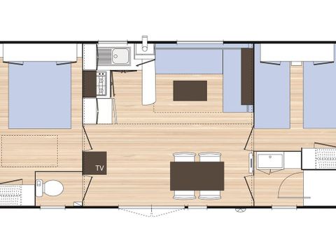 Stacaravan 5 personen - Stacaravan Evasion 28.5m² (2 kamers) (- 9 jaar) + TV + Terras 4/5 pers