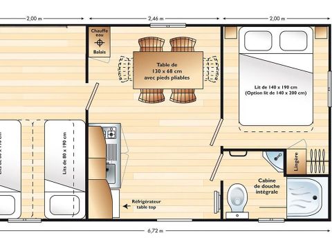 Stacaravan 5 personen - AZUR - 2 slaapkamers met TV