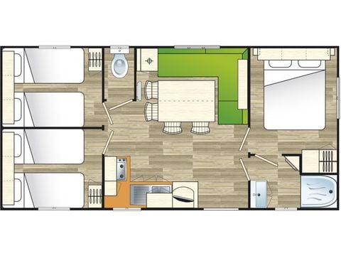 Stacaravan 6 personen - Gezin Eco 30m² 6 pers