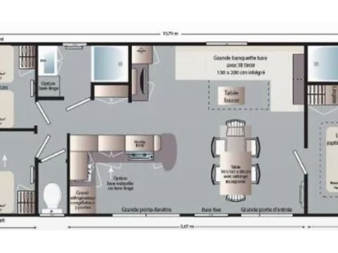 Stacaravan 7 personen - Familie XL 40 m² - airconditioning 6/7 pers
