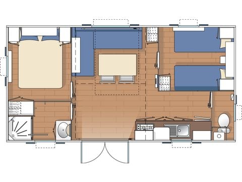 Stacaravan 5 personen - Huisje Eco 28m² 4/5 pers