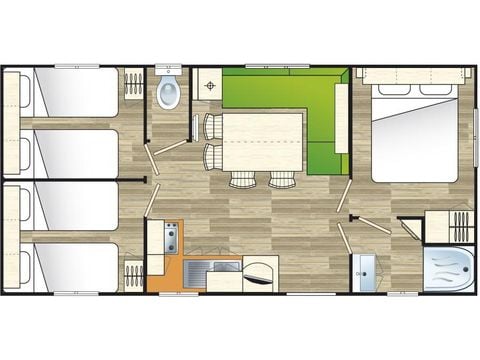 Stacaravan 6 personen - Gezin 30m² 6 pers
