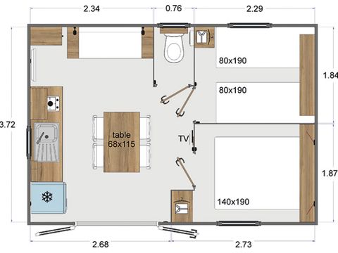Stacaravan 4 personen - Hut