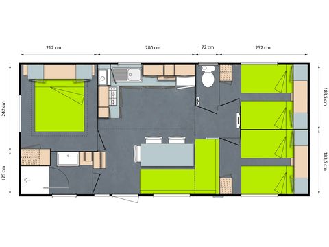 Stacaravan 6 personen - Ciela Confort - 3 slaapkamers