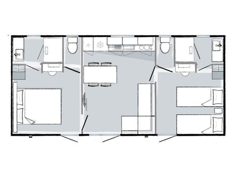 Stacaravan 6 personen - Premium 6 personen 2 slaapkamers 2sdb