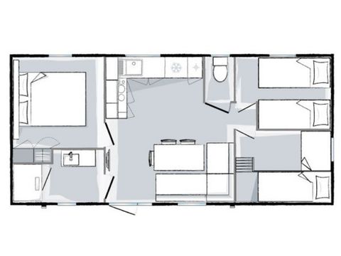 Stacaravan 6 personen - Premium 6 personen 3 kamers 31m² - stacaravan