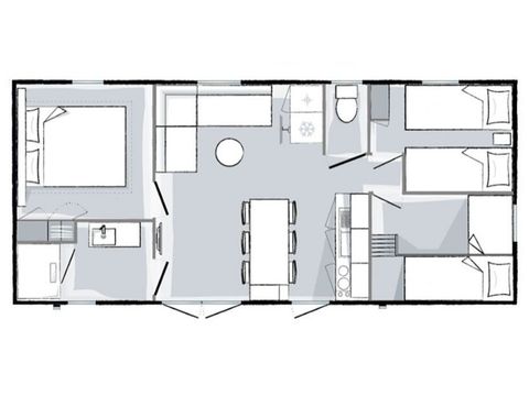 Stacaravan 6 personen - Premium 6 personen 3 slaapkamers 33m².