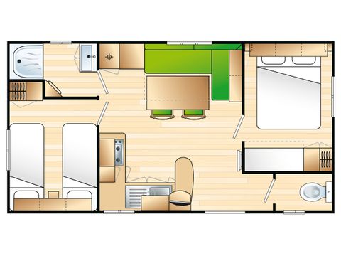 Stacaravan 5 personen - Ciela Confort - 2 slaapkamers