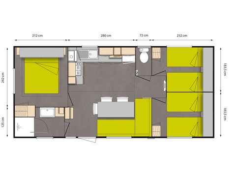 Stacaravan 6 personen - Ciela Confort - 3 slaapkamers