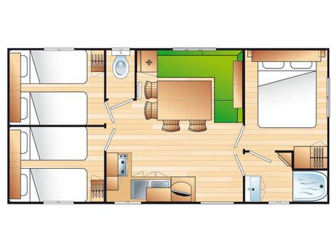 Stacaravan 6 personen - Stacaravan Ciela Confort Compact - 3 slaapkamers