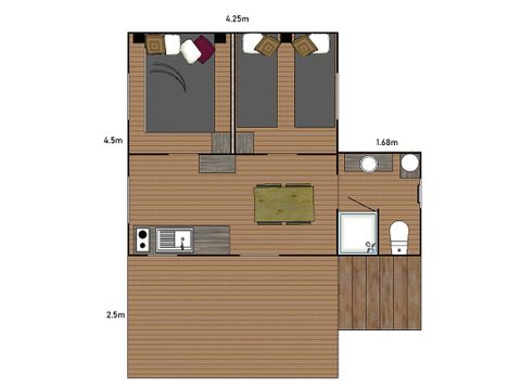 Stacaravan 5 personen - Cosyflower Premium 38 m²