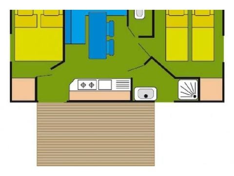Stacaravan 4 personen - Mobile-home | Comfort | 2 Slaapkamers | 4 Pers. | Verhoogd terras | Airconditioning.