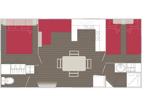 Stacaravan 4 personen - TAMPICO - 2 slaapkamers - ZATERDAG