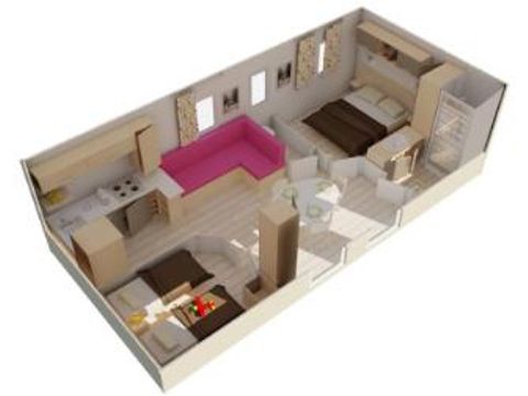 Stacaravan 6 personen - MEXICO - 2 slaapkamers - ZATERDAG