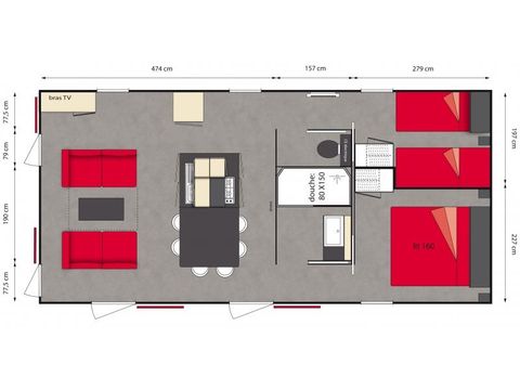 Stacaravan 4 personen - HACIENDA - 2 Slaapkamers - ZONDAG