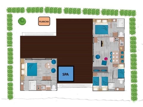 Stacaravan 8 personen - Sunêlia Luxe Taos Suite 59m², 4bed