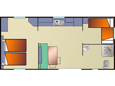 Stacaravan 6 personen - Loisir Confort PMR 32m², 4-6pl-2ch