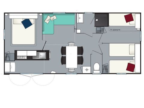 Stacaravan 8 personen - Loisir+ 3 kamers 30m² 30