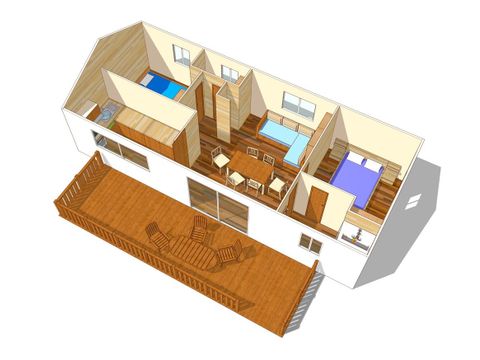 Stacaravan 6 personen - Comfort XL | 2 slaapkamers | 4/6 Pers | Verhoogd terras | Airconditioning