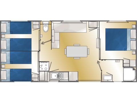 Bungalow 6 personen - Bungalow Kastanje 32 m² met houten terras