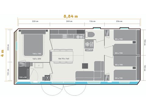 Stacaravan 6 personen - Ciela Privilège met 3 slaapkamers – Vaatwasser, barbecue