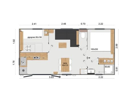 Stacaravan 4 personen - Premium (2019)-2 slaapkamers-grote woonkamer TV, eetkamer, keuken-groot terras-vrije WIFI
