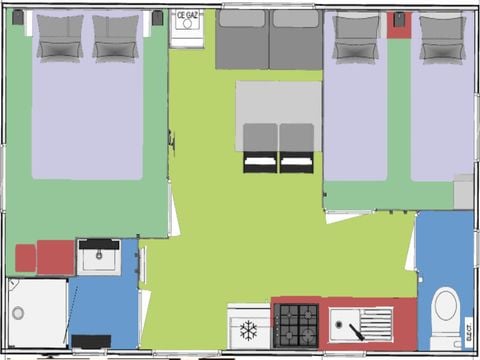 Stacaravan 4 personen - Huisje Aubépine