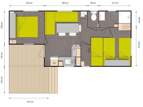 Stacaravan 6 personen - COMFORT 29 m²