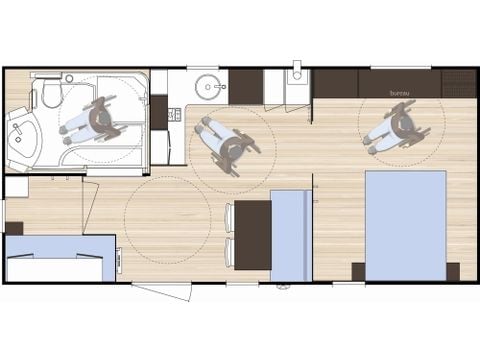 Stacaravan 3 personen - Classic 2 slaapkamers - geschikt voor mensen met beperkte mobiliteit