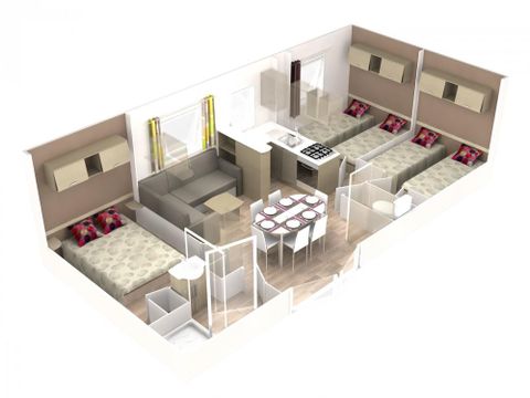 Stacaravan 6 personen - 3 slaapkamers