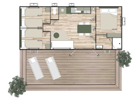 Stacaravan 6 personen - Luxe