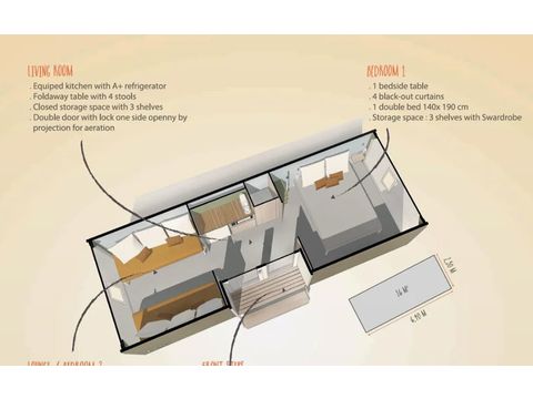 Bungalowtent 4 personen - COCO SWEET - Zonder sanitair