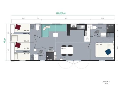 Stacaravan 6 personen - Aqua  (max 4 adults)
