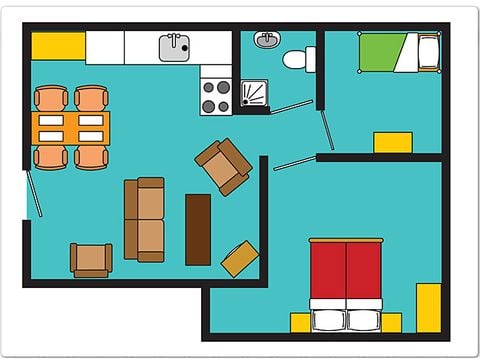 Bungalow 2 personen - 2 persoons Venverblijf met veranda