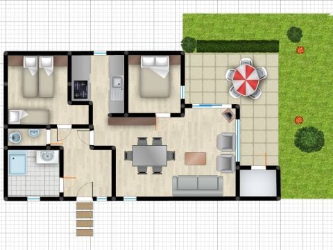 Bungalow 5 personen - 2AM+