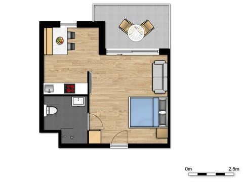 Studio 2 personen - Toegankelijke studio | 2p