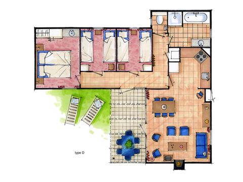 Bungalow 6 personen - D