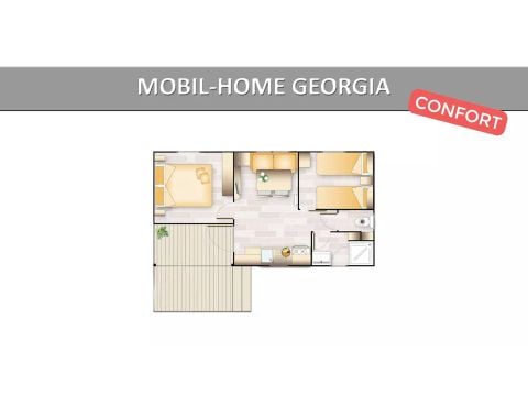 Stacaravan 4 personen - Georgia Confort 3 Kamers 4 Personen Airconditioning + TV